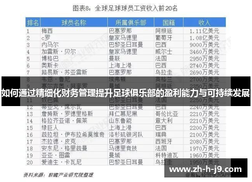 如何通过精细化财务管理提升足球俱乐部的盈利能力与可持续发展